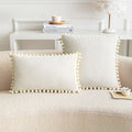 Velvet Pompom Throw Pillow Cover